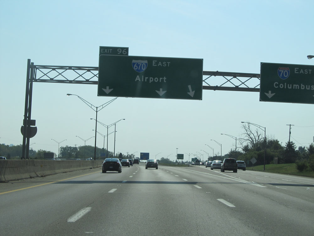Ohio Interstate 670 Eastbound Cross Country Roads